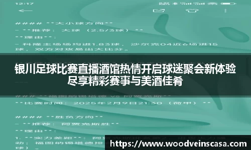 银川足球比赛直播酒馆热情开启球迷聚会新体验尽享精彩赛事与美酒佳肴