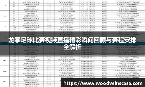 龙泰足球比赛视频直播精彩瞬间回顾与赛程安排全解析