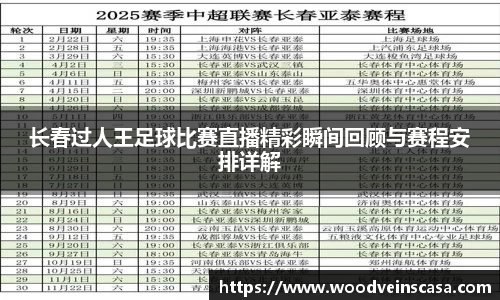 长春过人王足球比赛直播精彩瞬间回顾与赛程安排详解