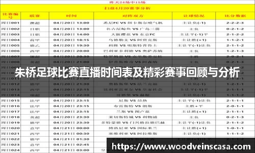 朱桥足球比赛直播时间表及精彩赛事回顾与分析